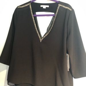 Silk black dressy shirt. 3/4 sleeve. NWT